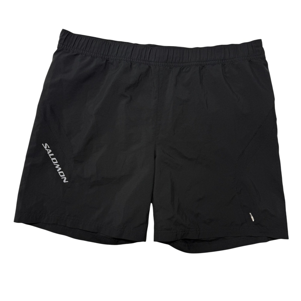 Salomon Actilite Mens Black Running Shorts XL Zipper Pocket Reflective Trail